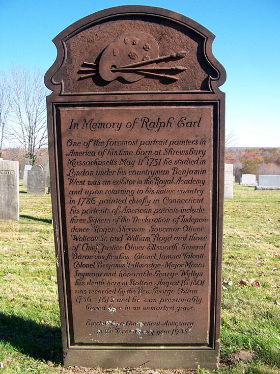 Ralph Earl Commemorative Stone in Bolton Center Cemetery