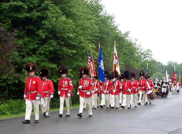 Governor's Foot Guard, followed by Connecticut 2nd Dragoons and French Unit